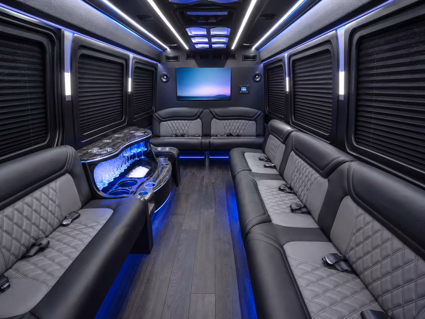lawrence 40 passenger party bus inside